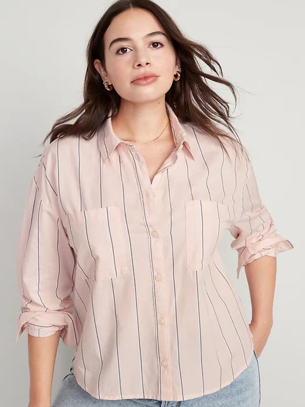Babaton Pale Pink Button-Down utility shirt